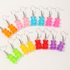 fashion cute candy color cartoon bear girls' earrings 8 pairs set