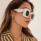fashion punk color block ac square patchwork full frame women's sunglasses