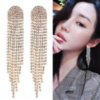 Trendy And Simple Metallic Bright Diamond Tassel Exaggerated Earrings sku image 1