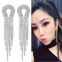 Fashion Metal Knotted Bright Diamond Tassel Exaggerated Earrings main image 3