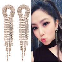 Fashion Metal Knotted Bright Diamond Tassel Exaggerated Earrings sku image 2
