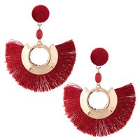 European And American Fashion Fan-shaped Tassel Earrings Earrings Female Boho Earrings Exaggerated Pop sku image 2