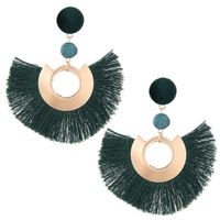 European And American Fashion Fan-shaped Tassel Earrings Earrings Female Boho Earrings Exaggerated Pop sku image 4