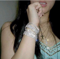 (two Rows) Korean Fashion Metal Inlaid Rhinestone Bridal Accessories Stretch Female Bracelet main image 3