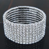 (acht Reihen) Koreanische Mode Süße Metall Eingelegten Strass Braut Zubehör Stretch Weibliche Armband main image 3