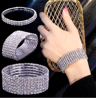 (acht Reihen) Koreanische Mode Süße Metall Eingelegten Strass Braut Zubehör Stretch Weibliche Armband main image 5