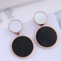 Delicate Korean Fashion Rose Gold Titanium Steel Simple Round Earrings sku image 1