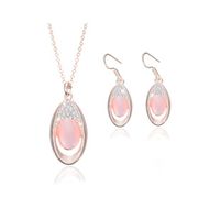 Außenhandel Quelle Halskette Ohrringe Hibiskus Stein Rosa Kristall Damen Schmuck Set Dekoration main image 1