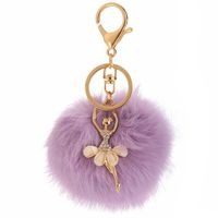 Fashion Alloy + Rabbit Fur Ball Keychain ( 4-han Powder ) Nhmm0101 main image 9