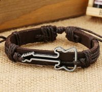 Grenz Überschreitende Neue Retro-schmuck Musik Festival Gitarre Rindsleder Armband Einfache Schnur Gewebtes Europäisches Und Amerikanisches Herren Armband main image 1