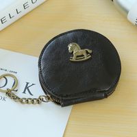 Geldbörse Frauen Neuen Stil Koreanischen Stil Einfache Ölhaut Pony Retro Reiß Verschluss Kurze Mini Geldbörse Schlüssel Etui main image 2