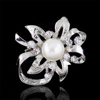 Simple Alloy Plating Brooch Flowers (white K Ab085-a)  Nhdr2196 main image 1