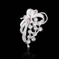 Argent Plaqué Diamant Broche Coréenne Style Nouvelle Mode Corsage Doux Arc Forme Écharpe Boucle Vêtements Accessoires main image 1