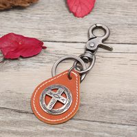 Vintage Style Cross Pu Leather Alloy Unisex Keychain main image 2