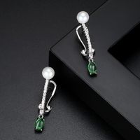 Simple Alloy Inlaid Precious Stones Earrings  (main Stone Green -07f12)  Nhtm0084-main Stone Green -07f12 main image 1