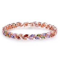 Jinse Coloré Arc-en-coloré Zircon Bracelet En Cristal D'or Riche Bijoux Usine Gros Cadeau Femme main image 3