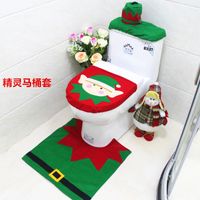 Spot Sale Christmas Elf Toiletten Abdeckung Weihnachts Toiletten Abdeckung Plus Fuß Polster Plus Wassertank Abdeckung + Taschentuch Abdeckung main image 1