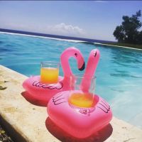 Lieferung Pvc Blas Spielzeug Wasser Handy Halter Pink Flamingo Aufblasbarer Cup Halter Einloch Untersetzer Großhandel main image 1