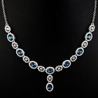 Korean Version Of Korean / Korean Style Alloy Austrian Imitated Crystal Necklace (blue)  Nhlj2656 main image 2