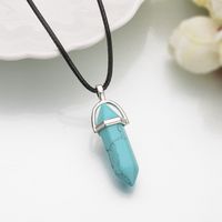 Hot Personnalisé Diamant Hexagonal Collier 2017 Naturel Turquoise Bullet Pendentif Clavicule Chaîne Pour Les Femmes main image 2