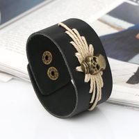 Punk Fabrik Direkt Vertrieb Europäischer Und Amerikanischer Außenhandel Export Schmuck Retro Gewebtes Rindsleder Armband Schädel Leder Armband main image 2