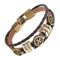 Hot Sale Europäische Und Amerikanische Einfache Geometrische Kreuz Herren Armband Retro Perlen Leder Armband Schmuck main image 1
