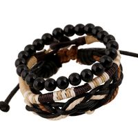 Vente Chaude À  Ventes Directes D'usine Européen Et Américain Chanvre Corde Weave Vintage Trois-pièce Ensemble Multi-couche De Bracelet Hommes Bracelet Bijoux main image 2