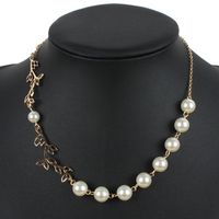 Europäische Und Amerikanische Außenhandels Mode Metall Blätter Nachahmung Perlenkette Temperament Persönlichkeit Trend Einfache Halskette Schmuck Weiblich 4410 main image 1