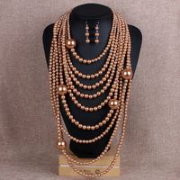 Europäische Und Amerikanische Mode Übertriebene Mehr Schicht Ige Perlenkette Set Lange Pullover Kette Schmuck Großhandel 6050 main image 1