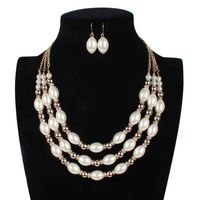 Européen Et Américain De Style Femmes De Mode Haute Profil Rétro Croix-frontière Ovale Imitation Perle Collier Court Clavicule Chaîne En Gros 7370 main image 1