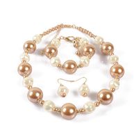 Europäische Und Amerikanische Mode Einfache Dreiteilige Perlen Imitation Halskette Einfache Zweifarbige Schlüsselbein Kette 7760 main image 2