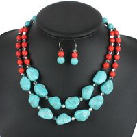 Européen Et Américain Multi-couche Turquoise Haute Profil Rétro Clavicule Chaîne Collier En Gros Ornement 7300 main image 1