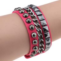 Fashion Leather Bracelet Geometric (rose Red) Nhkf0090-rose Red main image 10