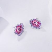 2018 Coréenne Style Nouvelle Rose Étamine Micro Zircon Incrusté Boucles D'oreilles Femelle Cadeau Du Jour De Valentine Alliage Boucle D'oreille 12491 main image 1