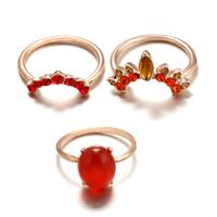 Europäischer Und Amerikanischer Einfacher Und Modischer Roter Edelstein 3-teiliges Kombination Sset Australia Jewel Crown Ring Set Weiblich main image 1