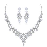 Klassische Mode Mode Schmuck Europäischen Stil Perlen Strass Halskette Ohrringe Zweiteiliges Bankett Hochzeit Matching main image 1