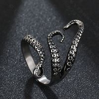 Titanium&stainless Steel Vintage Geometric Ring  (steel Color) Nhhf1113-steel-color main image 2