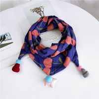 Enfants De Double-couche Triangulaire Liant Foulard Femme Coréenne Automne Et D'hiver Bébé Gland Coton Et Lin Écharpe Garçons Et Filles De Mode Double-face main image 10