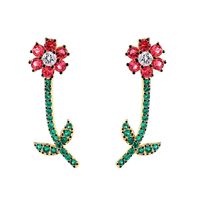Copper Korea Flowers Earring  (red-1) Nhqd5798-red-1 main image 2