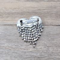 Japonais Et Coréen De Mode Nouveau Simple Gracieux Irrégulière Plein Strass Gland Broche Coeur De Pêche Pompon De Mode Broche Corsage main image 1