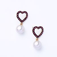 Bijoux Ornement Raffiné Strass Perle En Forme De Coeur Oreille Goujons Simple Européen Et Américain Style Tout-match Boucles D'oreilles Ed01661c sku image 1