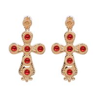 Alloy Fashion Cross Earring  (red) Nhjj5308-red main image 2