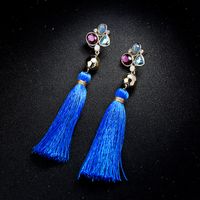 Bijoux En Cristal Élégant Bleu Gland Boucles D'oreilles Graceful Européen Et Américain De Mode Banquet Robe Boucles D'oreilles Ed01615c main image 1