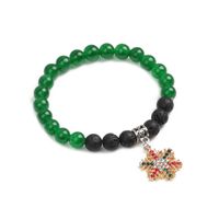 Außenhandel Grenz Überschreiten Der Grüner Achat Vulkanischen Stein Armband Schneeflocke Weihnachts Armband Europa Und Amerika Lava Bracelet main image 4