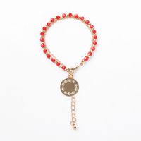 Alloy Fashion Geometric Bracelet  (round Pendant + Red Bead Chain) Nhhn0328-round-pendant-red-bead-chain main image 1