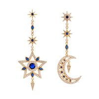 Élégant Zircon Étoiles Lune Asymétrique Boucles D'oreilles Élégant Coréen De Mode Fashionmonger Froid Style Boucles D'oreilles Boucles D'oreilles Me00118 sku image 1