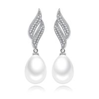 Jinse Pur Blanc Shell Perles Qui Coule Boucles D'oreilles À La Mode Exquis Aaa Zircon Incrusté Boucles D'oreilles Usine En Gros Femelle main image 2