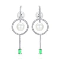 Jinse Poussière Bord Boucles D'oreilles Aaa Zircon Incrusté Coréenne Style De Mode Perle Boucles D'oreilles Usine De Femmes En Gros En Gros main image 1