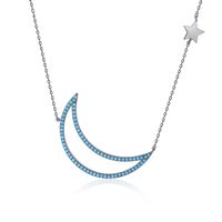 Jinse Xingyue Blue Türkis Eingelegte Halskette Aaa Zirkon Eingelegte Einfache Mond Damen Halskette Schmuck main image 1