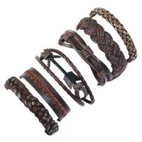 Leather Fashion Geometric Bracelet  (six-piece Set) Nhpk2177-six-piece-set main image 1